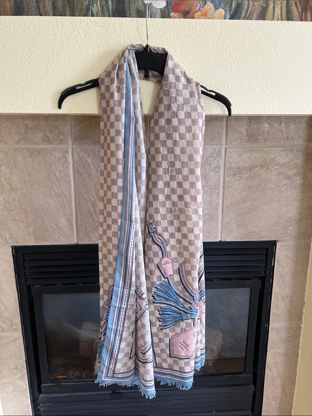 LOUIS VUITTON DAMIER AZUR STRAPS SCARF